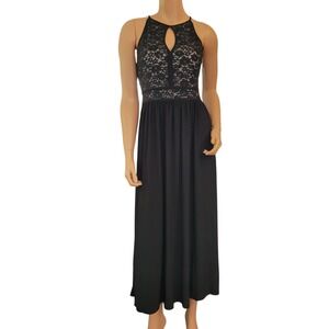 Nightway‎ Black Lace Sequin Halter Neck Party Cocktail Dress Size 8 Goth Witchy